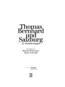 Copertina  Thomas Bernhard und Salzburg : 22 Annaherungen